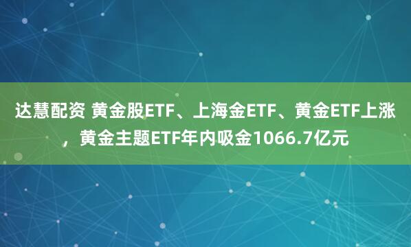 达慧配资 黄金股ETF、上海金ETF、黄金ETF上涨，黄金主题ETF年内吸金1066.7亿元